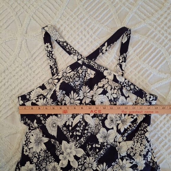 Anthropologie Maeve Blue White Floral Halter Wide Leg Jumpsuit 14 Petite NWT - Picture 6 of 13